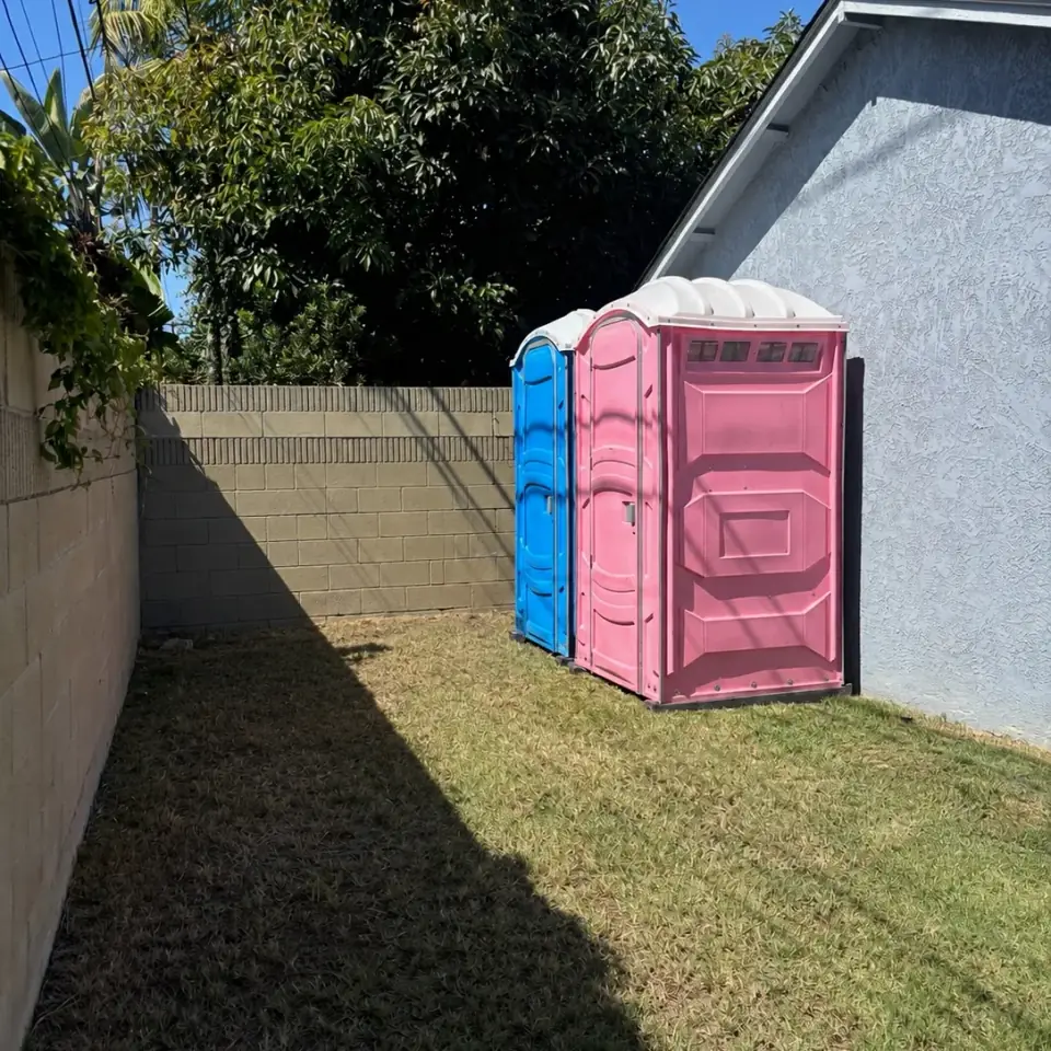 Portable restrooms arranged for outdoor use