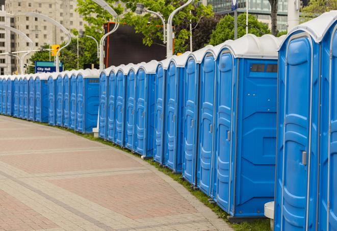 Seasonal porta potty units set up at a Corpus Christi, Texas venue