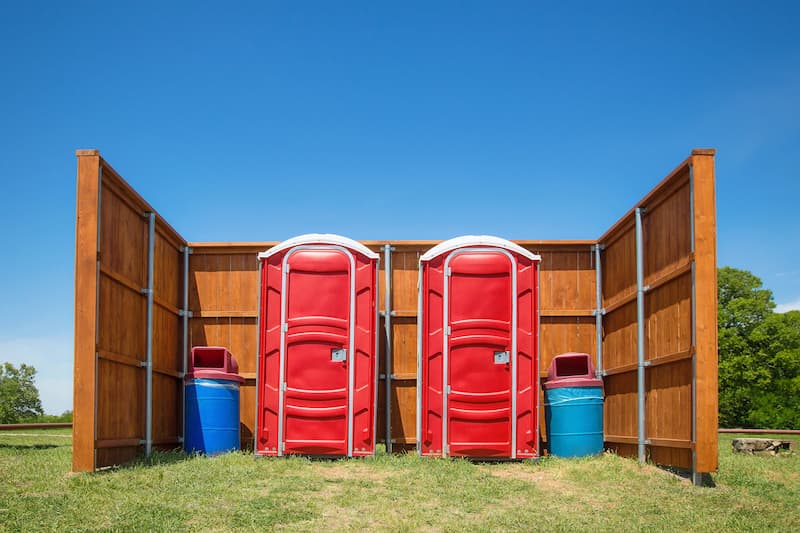 Short-term porta potty units staged for delivery in Corpus Christi, Texas